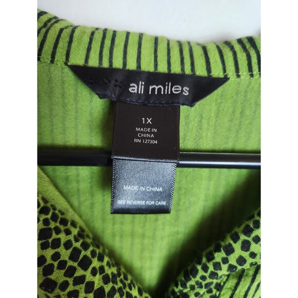 Ali Miles mixed print button front blouse sz 1X art to wear Lagenlook Careerwear - Picture 5 of 8
